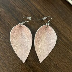 Pink feather earrings